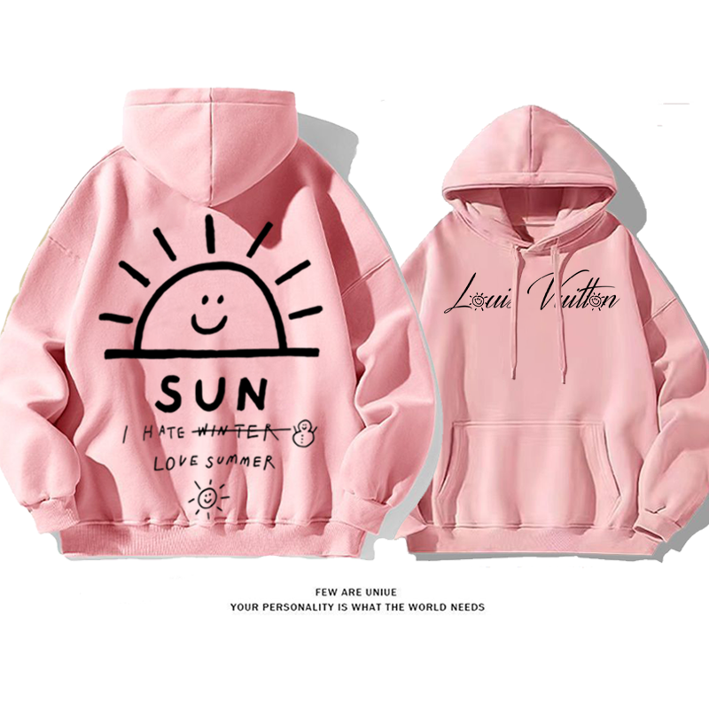 ユニークなデザイン シンプルな落書き プリント柄フード付きパーカー