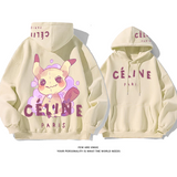ユニークなデザイン かわいいエルフ プリント柄フード付きパーカー