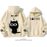 パーソナライズされたデザイン 猫のぬいぐるみ プリント柄フード付きパーカー