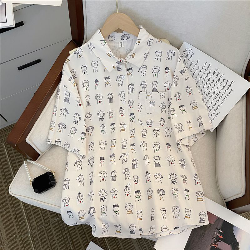 INS大人气 かわいい ヴィンテージスタイル カジュアル 半袖シャツ