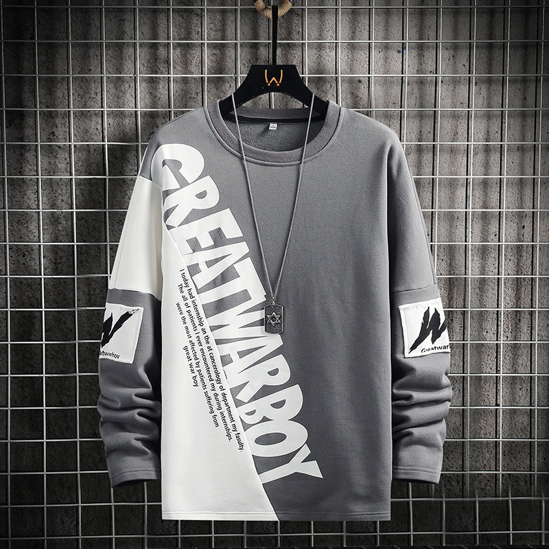 人気爆発 英語プリント 2色のスプライシング パーカー