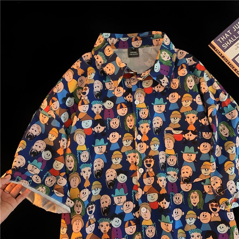 ヴィンテージスタイル 面白い漫画 カジュアル 半袖シャツ