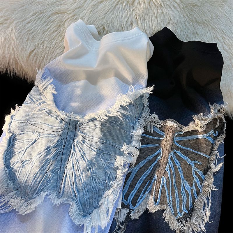 純粋な綿素材 ハイストリートスタイル 蝶 半袖シャツ