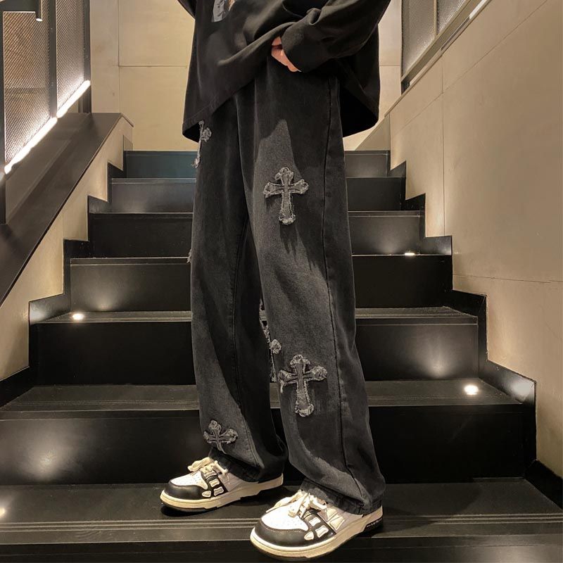 レトロハイストリートスタイルジーンズ