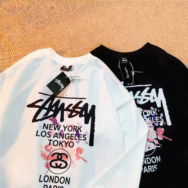 絞り染め風 インクスタイル トレンドブランド カジュアル 长袖Tシャツ