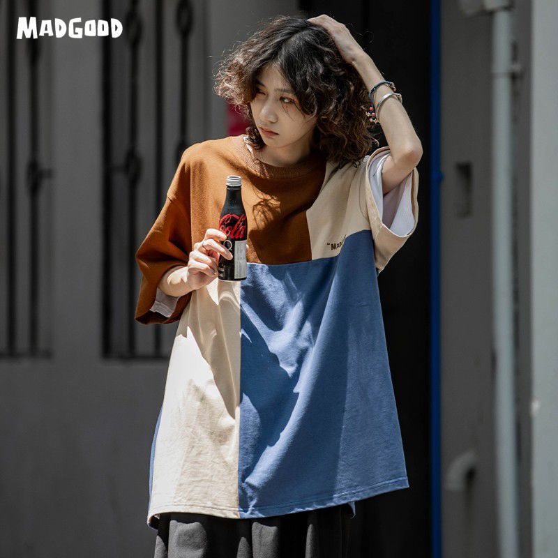 スプライシング風さわやか半袖シャツ