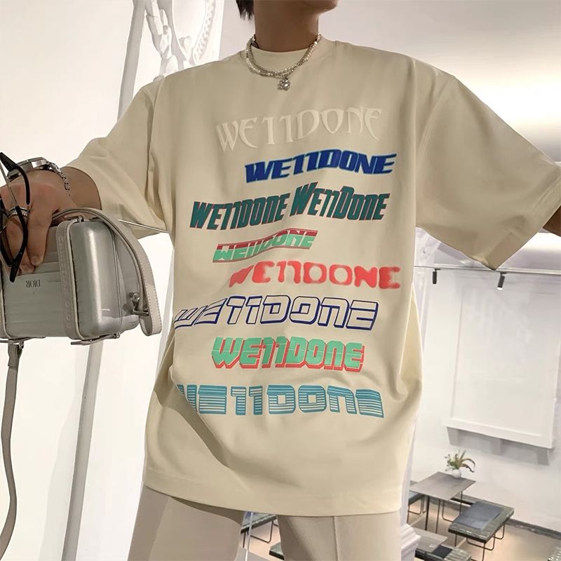 欧米ハイストリートスタイル 英語 半袖シャツ