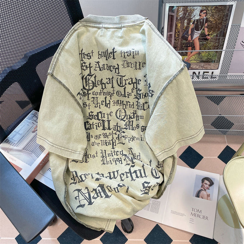 純粋な綿素材 小衆の設計 ハイストリートスタイル 半袖シャツ