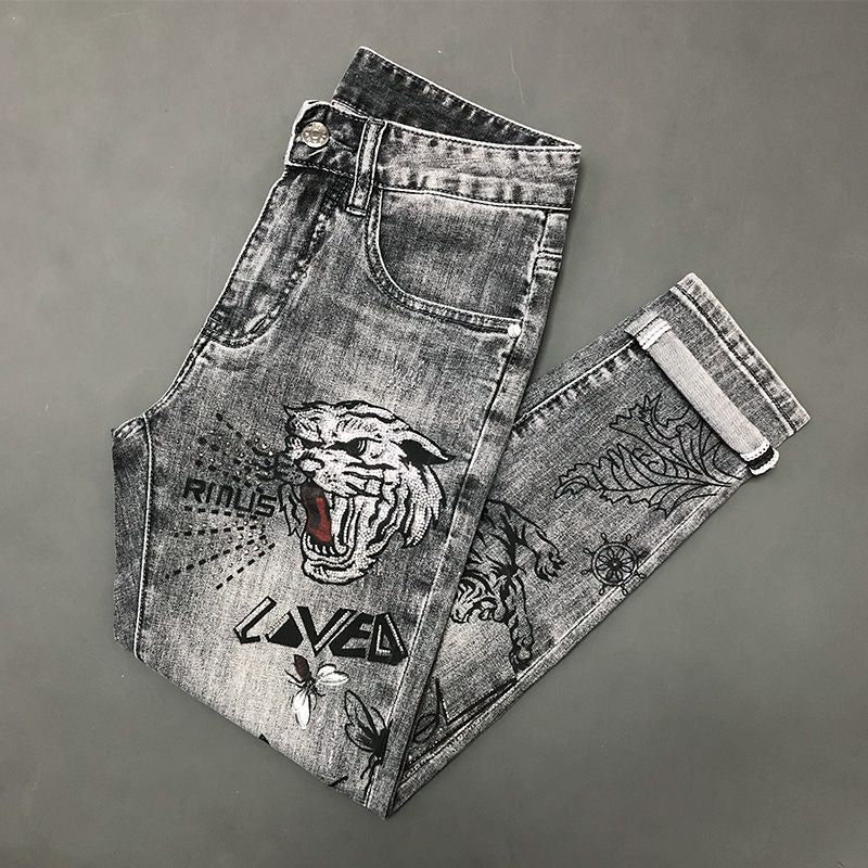 人気商品 超カッコイイ 凶暴な虎 ジーンズ