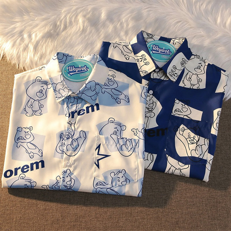 INS大人气 面白いかわいいクマ カジュアル 半袖シャツ