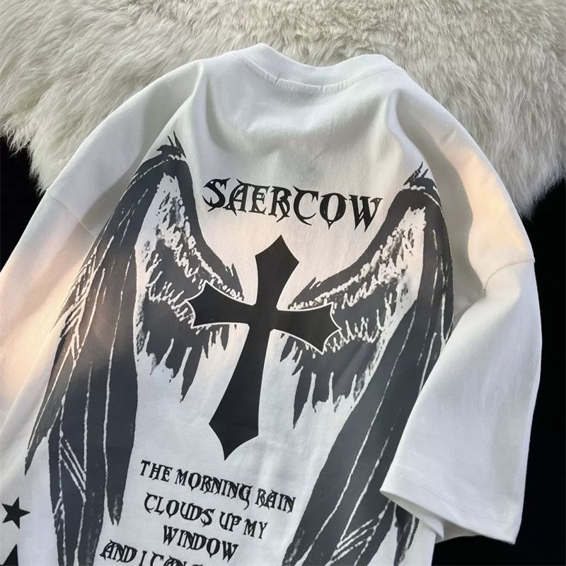 アメリカンスタイル ストリートスタイル 翼のある十字架 半袖シャツ