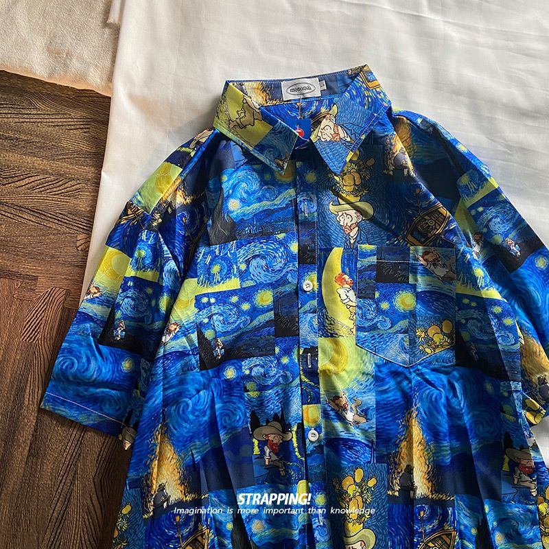 アメリカンスタイル 落書き風 星空 半袖シャツ