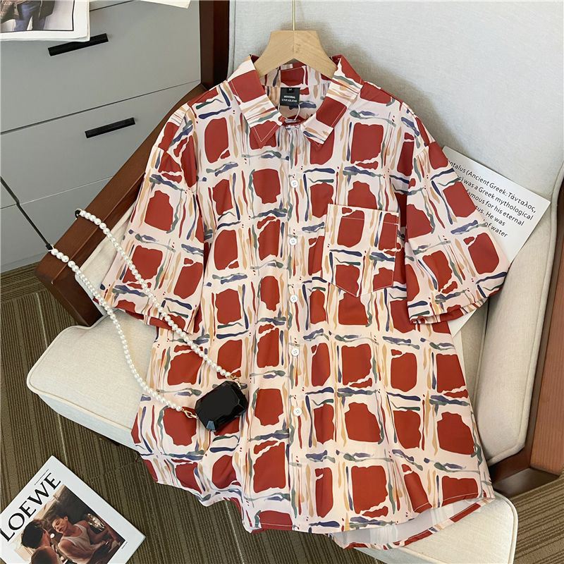 ユニークなデザイン 落書き風 カジュアル 半袖シャツ