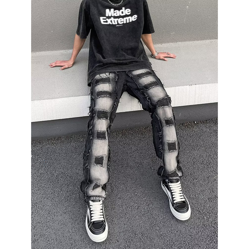 ハイストリートスタイル  コントラストカラー  ジーンズ