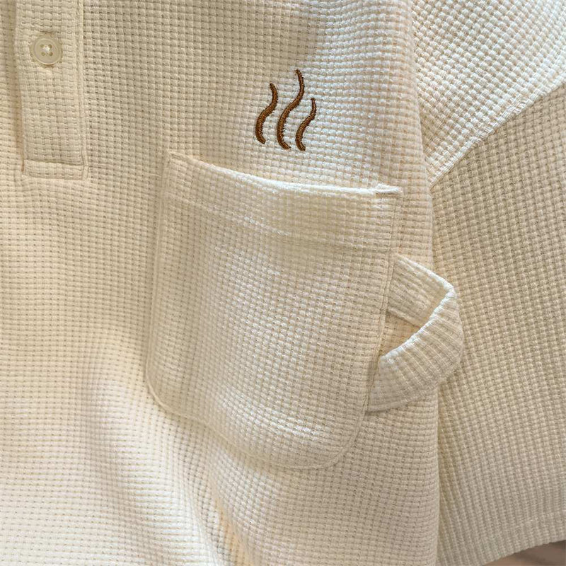 ユニークなデザイン ワッフル カジュアル 半袖シャツ