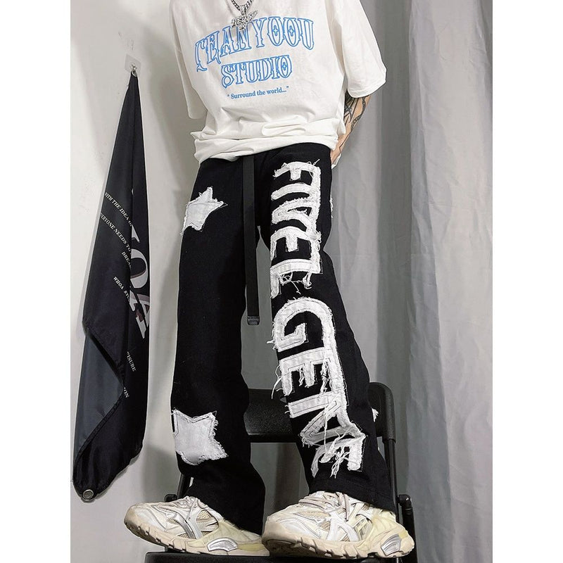 欧米 ハイストリートスタイル hiphop ジーンズ