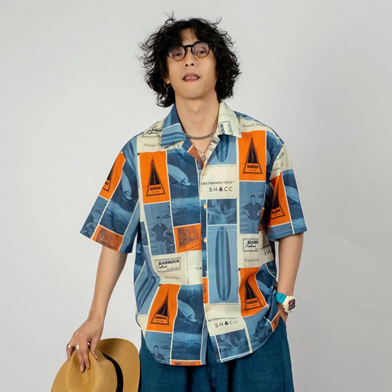 レトロ 旅行者 サーフィン シャツ