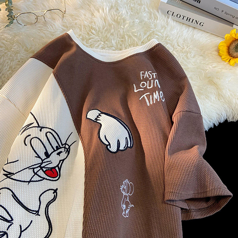 超かわいい 人気アニメ カジュアル ワッフル 半袖シャツ