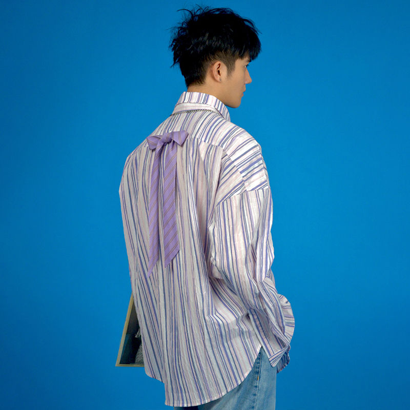 INS大人气 ストライプ 蝶々結び  カジュアル シャツ