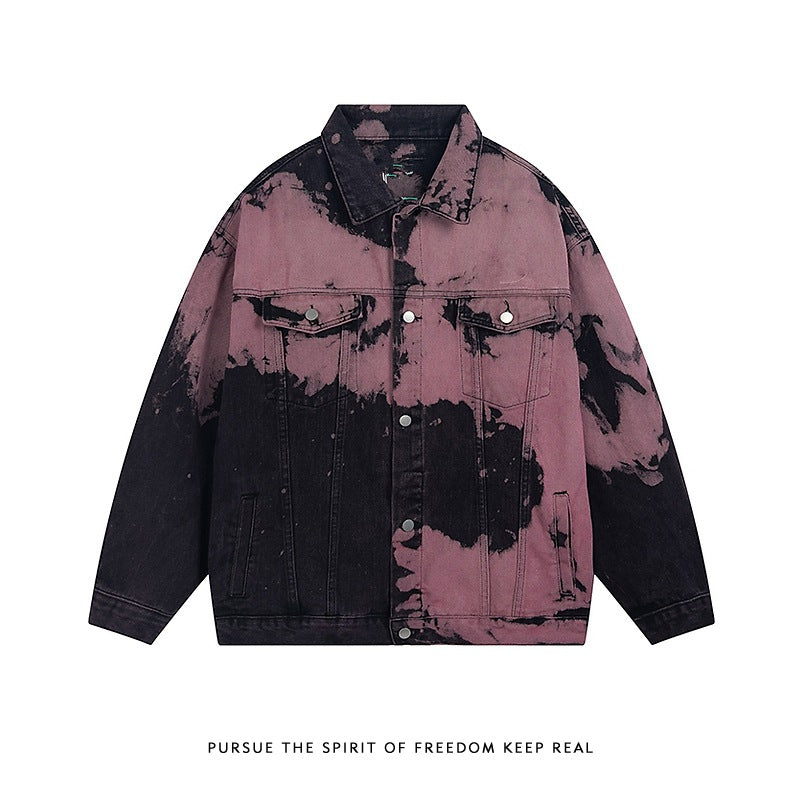 絞り染め風ストリートデニムジャケット