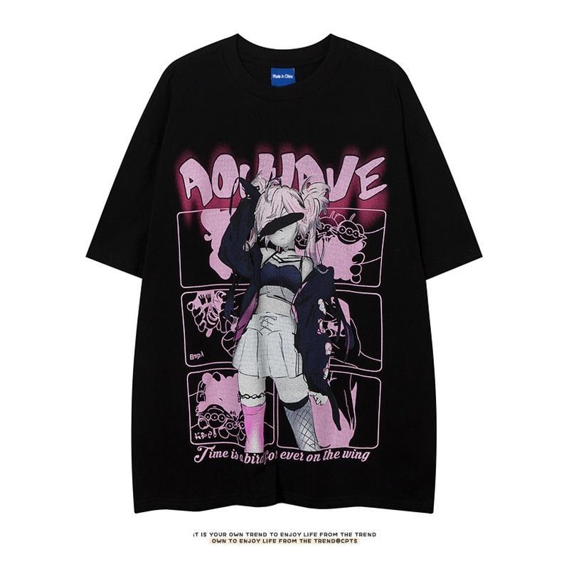 かわいいアニメ少女 カジュアル 半袖シャツ