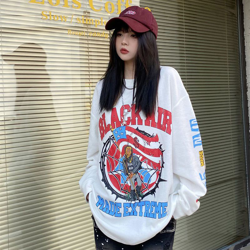 純粋な綿素材  ヒップホップ風 アメリカンスタイル 长袖Tシャツ
