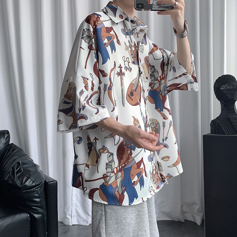 ヨーロッパの古典的なスタイル カジュアル 半袖シャツ