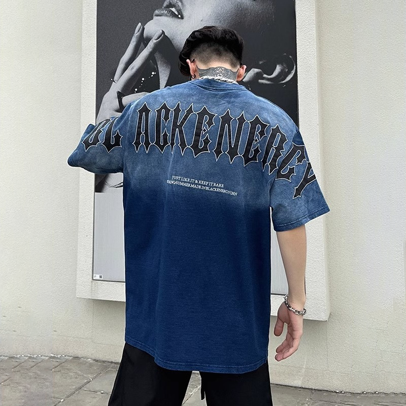 人気商品 カジュアル ファッション グラデーション コントラストカラー トレンドブランド 半袖シャツ