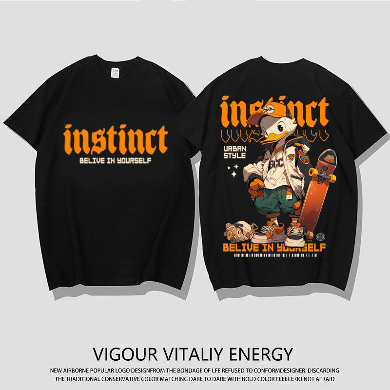 欧米 ストリートスタイル 超カッコイイ カートゥーン 半袖シャツ