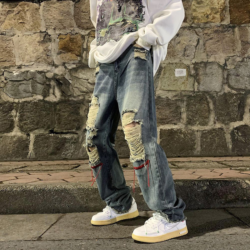 ハイファッションセンス ハイストリートスタイル レッドライン ジーンズ