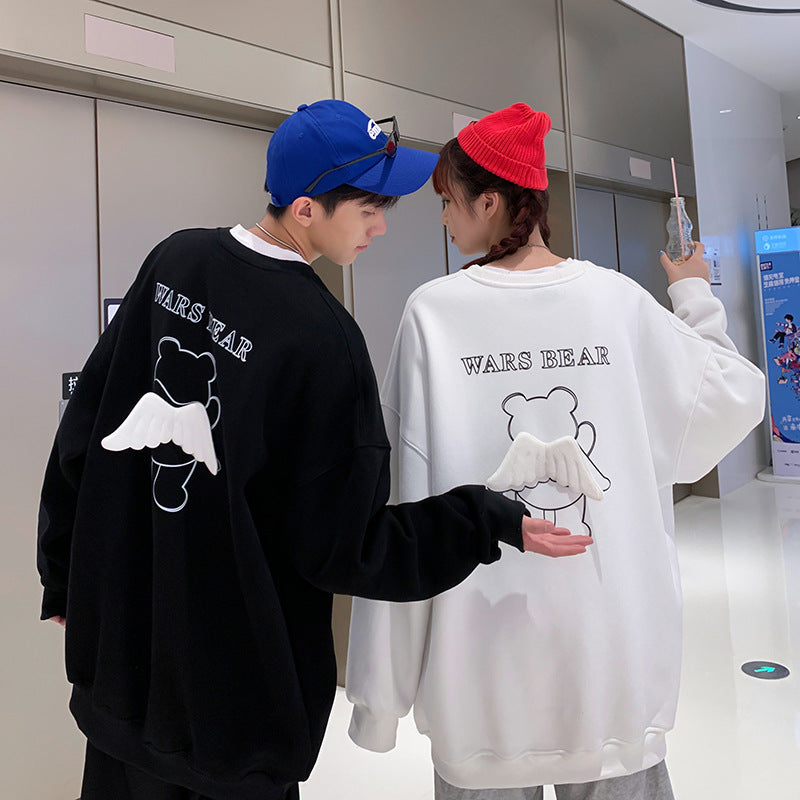 ins映えシンプルファッションカップルフードなしパーカー