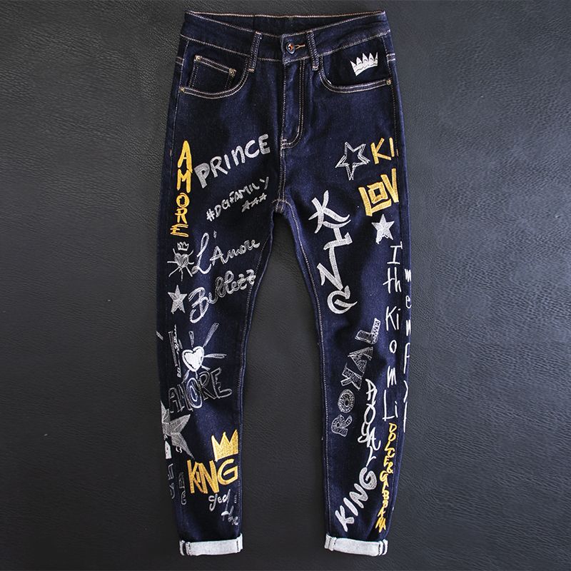 ハイストリートスタイル ヒップホップに刺繍 ジーンズ