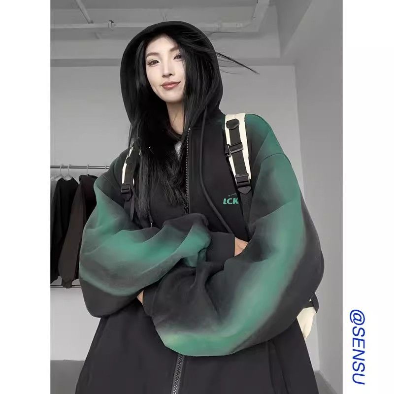 アメリカンスタイル ハイファッションセンス コントラストカラー フード付きパ コート