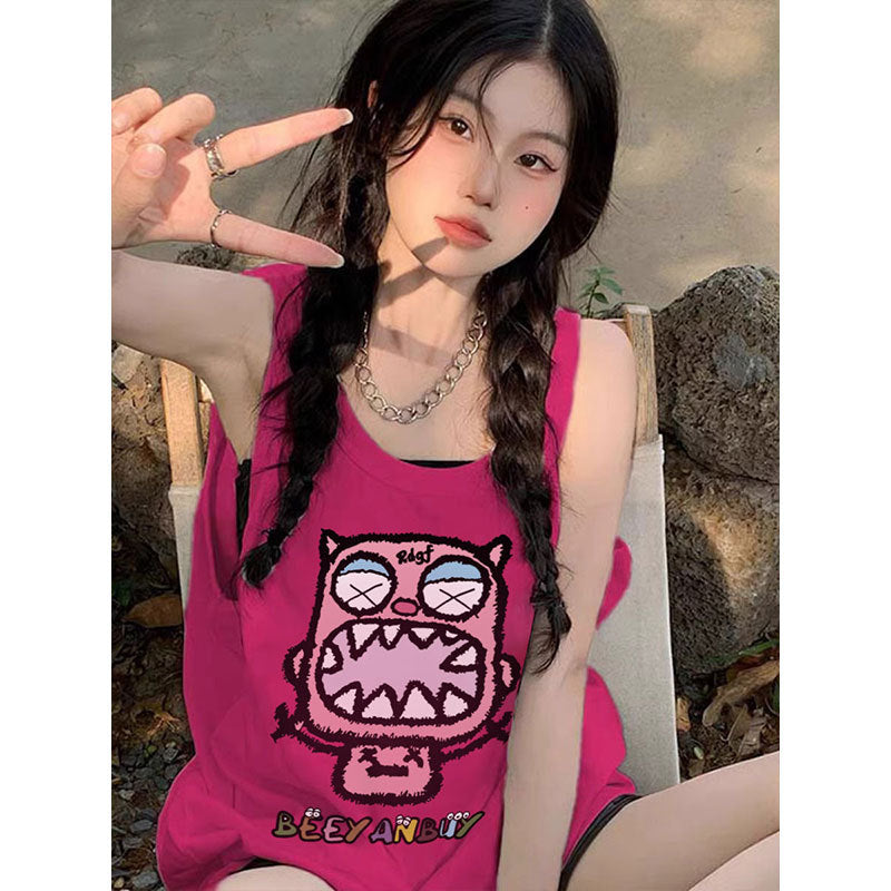 INS大人气 かわいい小さなモンスター ノースリーブトップス
