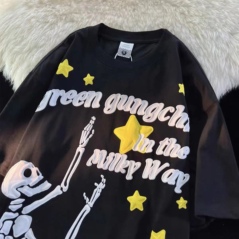 人気爆発  発泡印刷 超カッコイイ 半袖シャツ