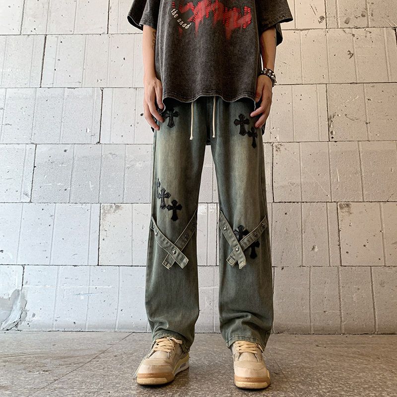 アメリカンハイストリートスタイル  クロス  超カッコイイ  ジーンズ