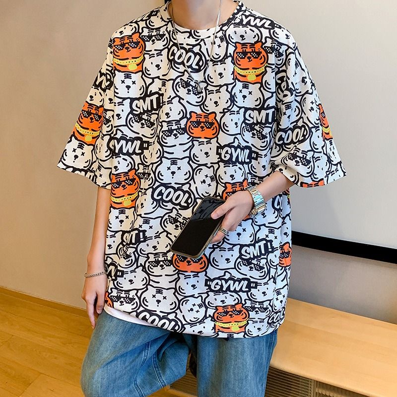 超カッコイイ かわいい虎 カジュアル 半袖シャツ