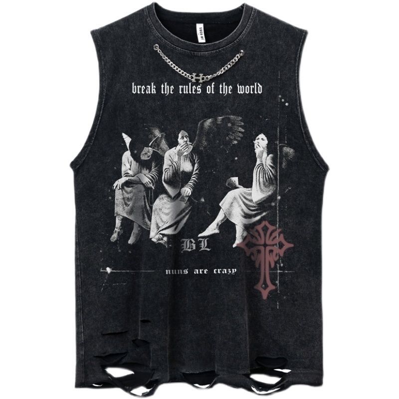 純粋な綿素材 アメリカンスタイル ダークスタイル タンクトップ