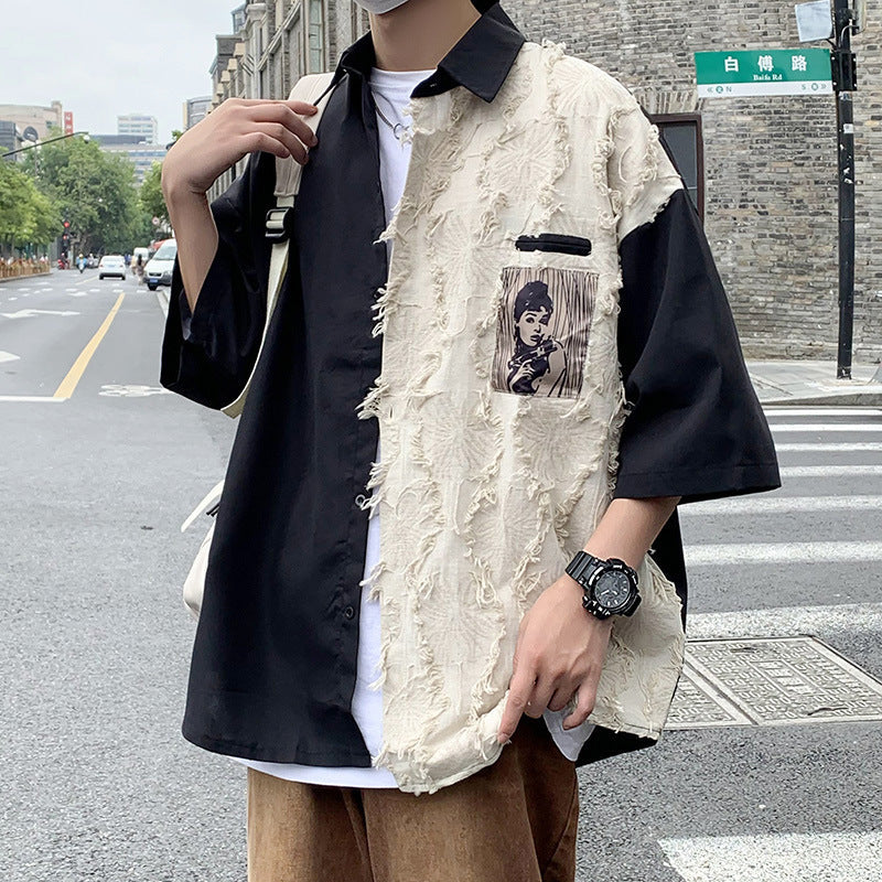 ハイストリートスタイル スプライシング風 韓国ファッションパーカー シャツ コート