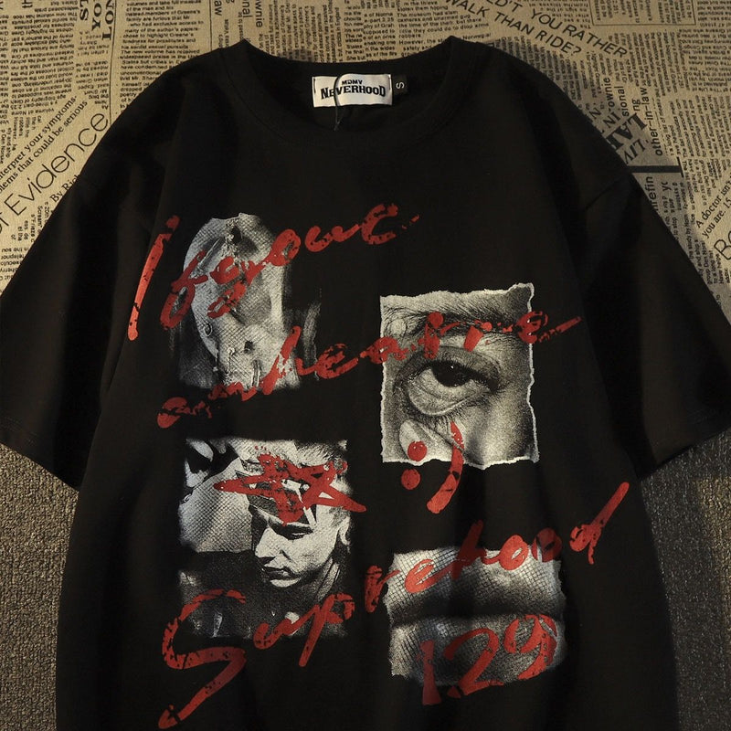 アメリカンスタイル  レトロ  ヒップホップ風 半袖シャツ