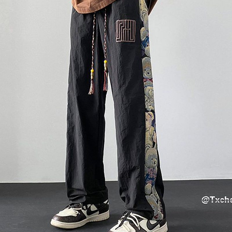 小さなクマ 接合する アイスシルク速乾性 ワイドレッグパンツ