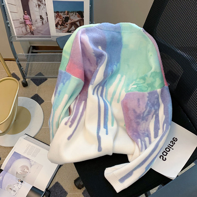 INS大人气 絞り染め風 カジュアル ニット パーカー