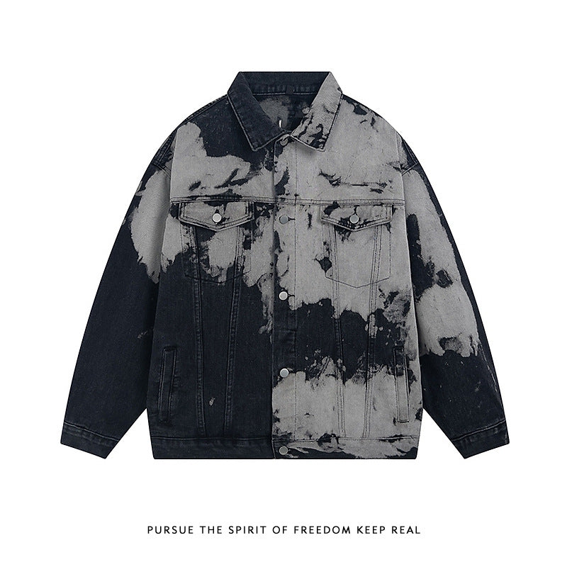 絞り染め風ストリートデニムジャケット