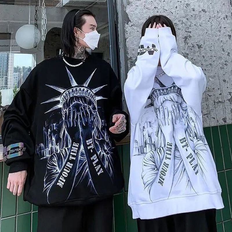 アメリカンスタイル OVERSIZE 反射する ヒップホップ風 长袖Tシャツ