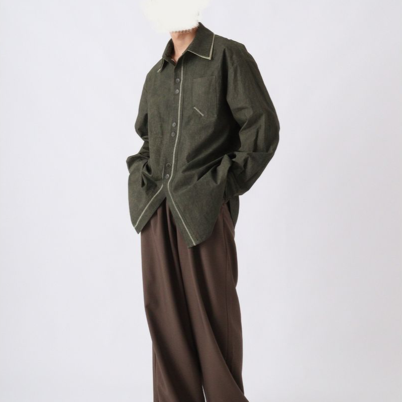 だるいスタイル コントラストカラー カジュアル 半袖シャツ