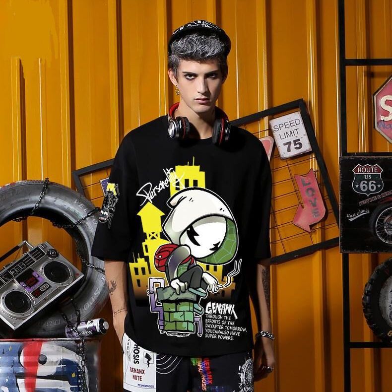 高品質 アメリカンストリートスタイル 超カッコイイ 半袖シャツ