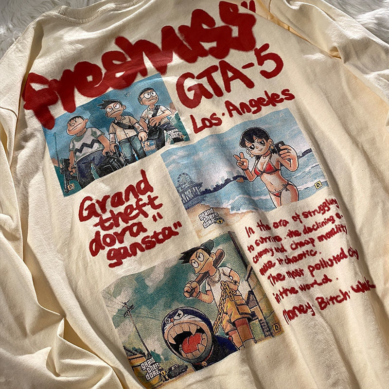 楽しい漫画制作 カジュアル 长袖Tシャツ