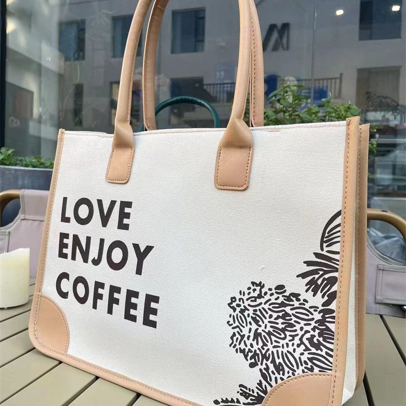 LOVE&ENJOY&COFFEE カジュアル 日常的に使用 ハンドバッグ
