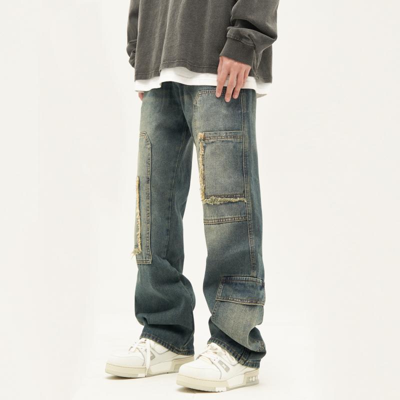 ユニークなデザイン ハイストリートスタイル マルチポケット ジーンズ