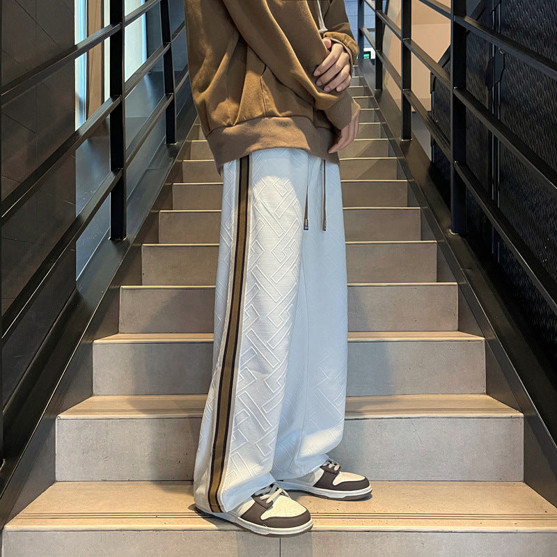 人気商品 立体的なストライププリント カジュアル スラックス